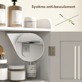 HOMCOM Mobilier WC deasupra toaletei mobilier baie cu dulap cu două uși și suport pentru hârtie 80x19,5x170cm alb | Aosom Romania