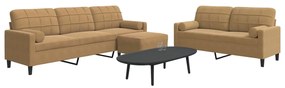 vidaXL Set de canapele cu perne/rulouri, 3 piese, maro, catifea