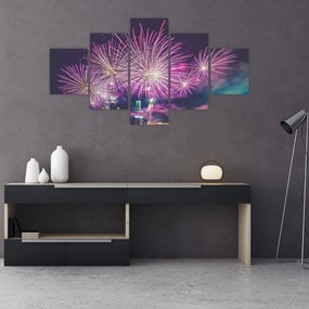 Tablou cuoraș nocturn cu artificii (125x70 cm), în 40 de alte dimensiuni noi