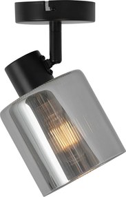 Spot de tavan Art Deco negru cu sticlă fumurie reglabil - Laura