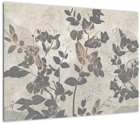 Tablou pe sticlă - Frunze texturate (70x50 cm)