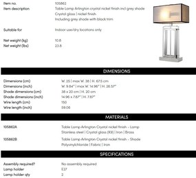 Veioza, lampa de masa LUX, finisaj nickel, Arlington 105862 HZ