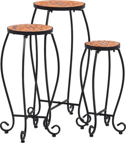 vidaXL Mese mozaic, 3 buc., cărămiziu, ceramică