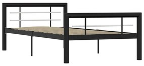 284550 vidaXL Cadru de pat, negru și alb, 90 x 200 cm, metal