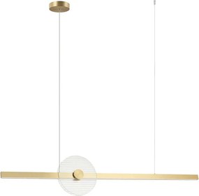 Lustra suspendata LED liniara aurie cu sticla transparenta, 20W 3000K
