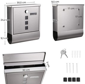 Cutie postala Songmics Argintiu 30.8x10x33.8 cm