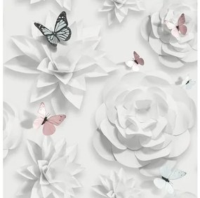 Tapet vlies Origami floral alb 10x0,52 m