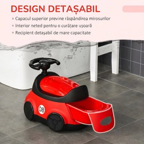 HOMCOM Olița în Formă de Mașină pentru Copii de la 6 Luni la 3 Ani cu Volan și Tavă Detașabilă, 40x27,5x29,1 cm, Roșu | Aosom Romania