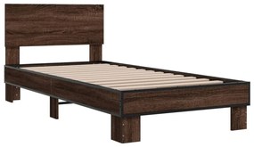 845806 vidaXL Cadru de pat, stejar maro, 100x200 cm, lemn prelucrat și metal