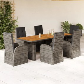 3277594 vidaXL Set mobilier de grădină cu perne, 7 piese, gri, poliratan