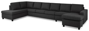 Colțar Scandinavian Choice C164Negru, Antracit, 407x199x80cm, Picioare: Plastic