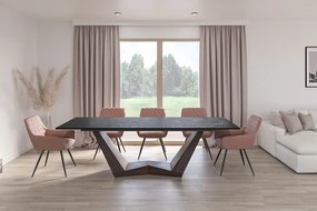Masa extensibila Bonucci Ceramic NERO GRECO negru/nuc L200-250 cm