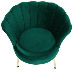 Fotoliu în stil Art-deco, catifea Velvet smarald/crom auriu, NOBLIN NEW