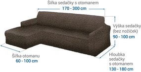 Gaico Huse bielastice CRISTINA alună canapea cu otoman stânga (l. 170 - 300 cm)