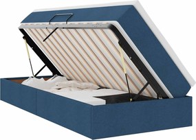 vidaXL Pat cu saltea și spațiu de depozitare albastru 90 x 200 cm