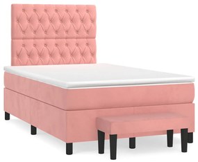 vidaXL Pat box spring cu saltea, negru, 120x190 cm, catifea