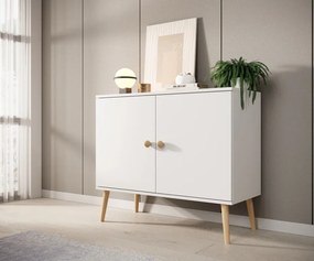 Comodă cu doua usi, 100x42x85 cm, Deri, ADRK Furniture (Culoare: Alb / Alb)