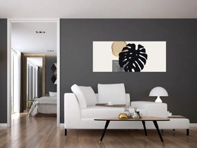 Tablou - Abstracție cu frunze tropicale N⁰2 (120x50 cm)