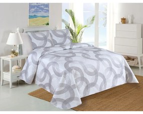 Set cuvertură și față de pernă alb/gri matlasat 220x240 cm Circulo – My House