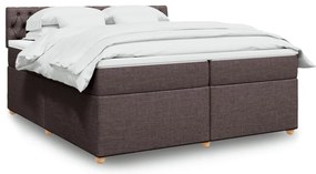 vidaXL Pat box spring cu saltea, maro închis, 200x200 cm, textil
