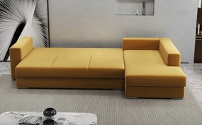 Colțar extensibil dumonde cu ladă de depozitare si sezut confortabil din spuma high-density, Gloria Royal Mustar II 320x183 cm