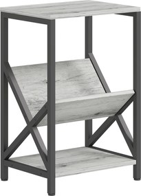 HOMCOM Masă laterală îngustă, măsuță de lângă canapea cu depozitare pe 3 nivele, suport pentru reviste în V, cadru din oțel, 40x30x61cm, gri închis | Aosom Romania