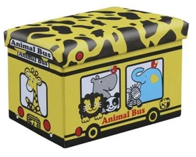 Cutie de depozitare NOVOKIDS™ Toy Box, functie taburet copii, sezut tapitat, dimensiuni 48X32X32 cm, Girafa
