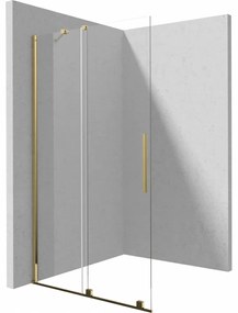 Paravan dus sticla securizata walk-in cu usa glisanta, 90x195 cm, auriu lucios, Deante Prizma Auriu lucios, 900x1950 mm