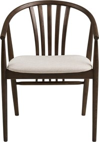 Scaun de dining maro închis cu cotiere din lemn de stejar Agustin – House Nordic