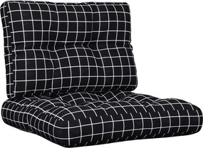 vidaXL Perne de paleți, 2 buc., negru carouri, textil