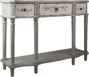 Consolă shabby chic din lemn, 3 sertare, finisaj gri antichizat, 120 cm, „Jacinthe"