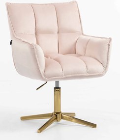 HR560CROSS Scaun Catifea Roz Pudra cu Bază Aurie
