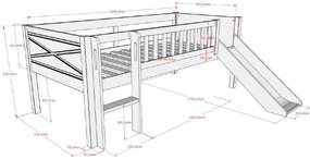 SCOTT PAT SEMI-INALT H85CM CU GLISIERĂ 90 X 200 CM ALB
