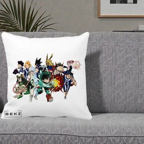 Perna Personalizata My Hero Academia Clasa 1-A Complet, 40x40 cm, Alba Mata, Husa Detasabila, Perna Inclusa, BEKZ®