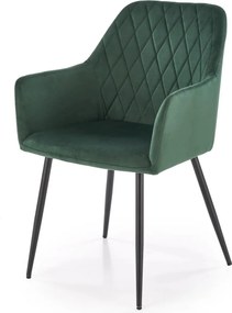Scaun K558, verde inchis/negru, stofa catifelata/metal, 59x60x86 cm