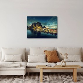 Tablou cu sat de pescari din Norvegia (70x50 cm)