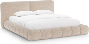 Pat matrimonial grej tapițat cu spațiu de depozitare cu somieră 180x200 cm Solange – Micadoni