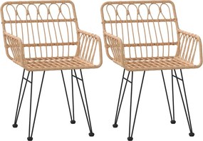 vidaXL Scaune de grădină cu cotiere, 2 buc., 56x64x80 cm, ratan PE