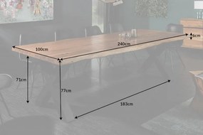 Masa masiva design industrial vintage Mammut X 240cm