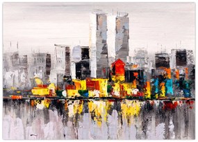 Tablou pe sticlă - Pictura orașului (70x50 cm)