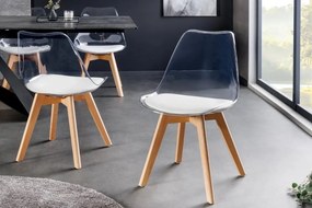 Set de 4 scaune, Lemn Fag Natur, Plastic Transparent, Scandinavia A-44164 VC