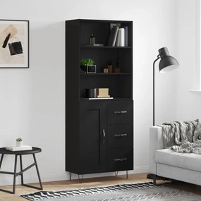 vidaXL Dulap înalt, negru, 69,5x34x180 cm, lemn compozit
