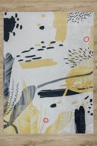 ANDRE 1097 covor lavabil Abstracțiune anti-alunecare - alb / galben - SECUNDAR-COTATI PRODUSUL