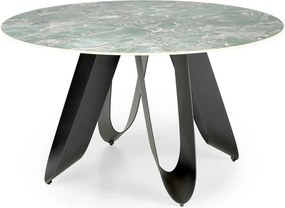 Masa GIOVANI, verde/negru, ceramica/metal, 135x135x76 cm