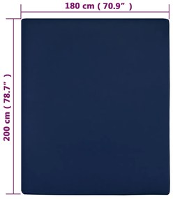 Cearsaf de pat cu elastic, bleumarin, 180x200 cm, bumbac