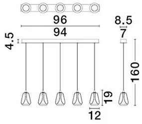 Lustra moderna cu 4 pendule LED, Metal, Sticla, Fumuriu, ALISH