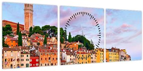 Tablou - Rovinj, Croația (cu ceas) (90x30 cm)