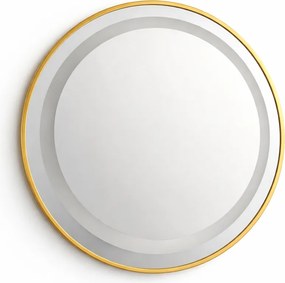 Oglinda LED rotunda 6918 Ø70 rama aluminiu aurie senzor tactil