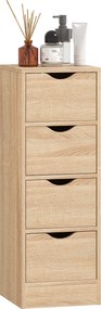 HOMCOM Dulap de Baie Compact cu 4 Sertare și Mânere Sculpatate, Stil Nordic | Aosom Romania
