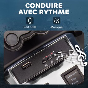 AIYAPLAY Quad electric copii mașină electrică pentru copii 12V 3 roți 2 motoare player MP3, claxon, 2 viteze 3-5 km/h negru | Aosom Romania